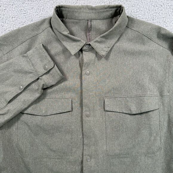 Lululemon Shirt Mens XL Green Snap Button Performance Stretch Long Sleeve - Picture 1 of 9